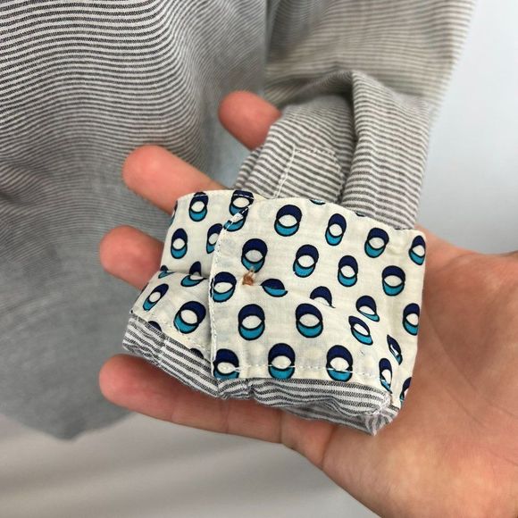 Birds of Paradis Trovata Womens Sz S Cotton Striped Lace Blouse - Picture 4 of 8